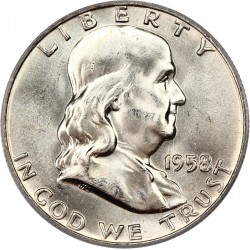 ESTADOS UNIDOS 1/2 DOLAR 1958 P FRANKLIN PLATA US HALF DOLLAR SC