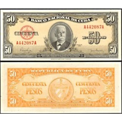 @ESCASO@ 50 PESOS 1950 CALISTO GARCIA IÑIGUEZ Serie A944583A Color Amarillo Pick 81A BILLETE SC Caribbean UNC BANKNOTE