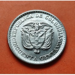 COLOMBIA 50 CENTAVOS 1965 JORGE ELIEGER KM.225 MONEDA DE NICKEL EBC/SC República Colombiana