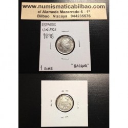 ESTADOS UNIDOS 10 CENTAVOS DIME 1898 BARBER PLATA SILVER