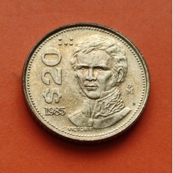 MEXICO 20 PESOS 1985 GUADALUPE VICTORIA KM.508 MONEDA DE LATON SC- PRIMER PRESIDENTE DEL PAIS coin