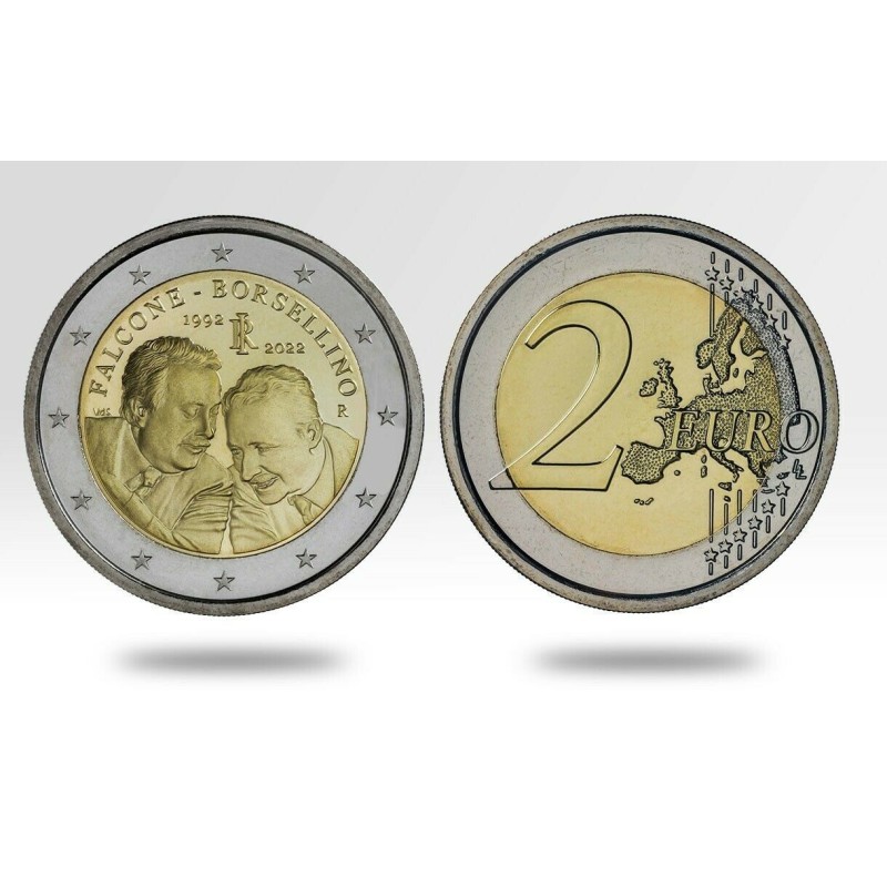 . 1 moneda @ENVIO HOY@ ITALIA 2 EUROS 2022 JUECES FALCONE e BORSELLINO 2ª CONMEMORATIVA Italy 10ª Aniversario 