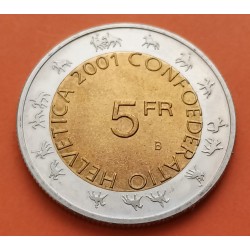SUIZA 5 FRANCOS 2001 B MUÑECO DE NIEVE ZURCHER SECHSELAUTEN KM.92 MONEDA BIMETALICA SC Switzerland 5 Francs