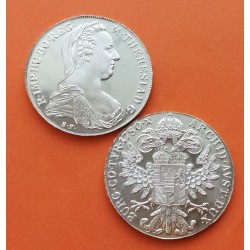 . @REACUÑACIÓN OFICIAL@ AUSTRIA 1 THALER 1780 MARIA TERESA KM.T1 MONEDA DE PLATA SC 0,75 ONZAS Osterreich silver coin OZ