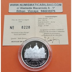 FRANCIA 100 FRANCOS 1994 VENECIA LA PLAZA DE SAN MARCOS KM.1068 MONEDA DE PLATA PROOF France 15 Ecus CERTIFICADO