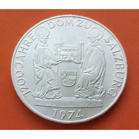 0,40 ONZAS x AUSTRIA 50 SCHILLINGS 1974 CATEDRAL DE SALZBURGO y 2 SANTOS KM.2921 MONEDA DE PLATA SC- Osterreich silver