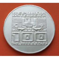 0,50 ONZAS x AUSTRIA 100 SCHILLINGS 1975 TRATADO DEL ESTADO 20 Aniv.o KM.2924 MONEDA DE PLATA SC Osterreich silver