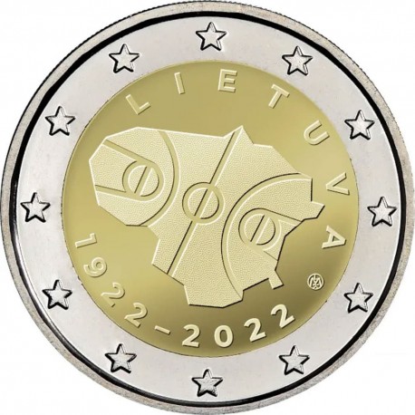 . 1 moneda x LITUANIA 2 EUROS 2022 BALON DE BALONCESTO 100 AÑOS 1ª CONMEMORATIVA SC Lietuva