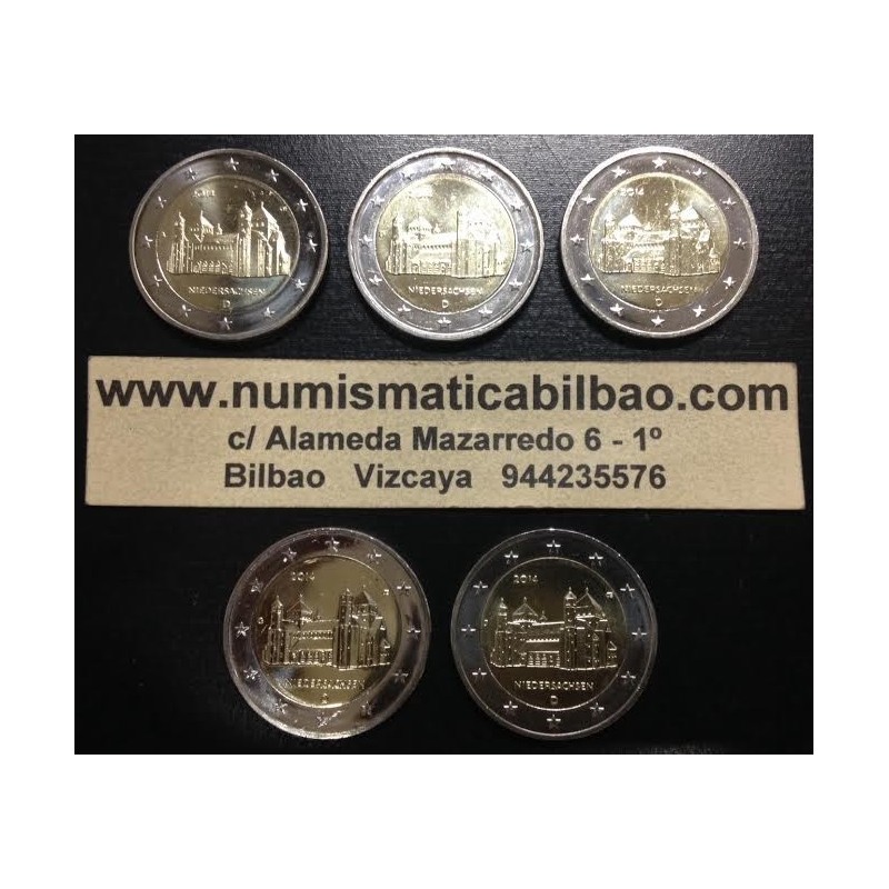 ALEMANIA 2 EUROS 2014 A+D+F+G+J IGLESIA DE SAN MIGUEL EN SAJONIA SC MONEDA CONMEMORATIVA Germany BRD