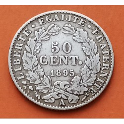 FRANCIA 50 CENTIMOS 1895 A CERES III REPUBLICA KM.834 MONEDA DE PLATA MBC France silver coin 50 Cent