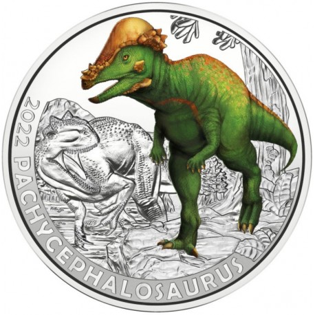 . 11ª moneda AUSTRIA 3 EUROS 2022 PACHYCEPHALOSAURUS Serie DINOSAURIOS NICKEL SC COLORES SE ILUMINA EN LA NOCHE Österreich