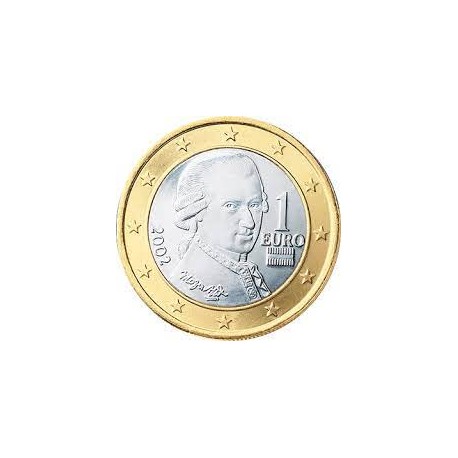 AUSTRIA 1 EURO 2002 WOLFGANG AMADEUS MOZART SC MONEDA BIMETALICA Österreich coin