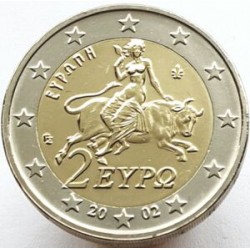 GRECIA 2 EUROS 2002 @NO LETRA "S"@ EUROPA RAPTADA POR ZEUS MONEDA BIMETALICA SC SIN CIRCULAR Greece 2€ coin