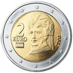 . 1º AÑO DE EMISIÓN x AUSTRIA 2 EUROS 2002 BERTHA VON SUTTNER MONEDA BIMETALICA SIN CIRCULAR Osterreich 2€ coin