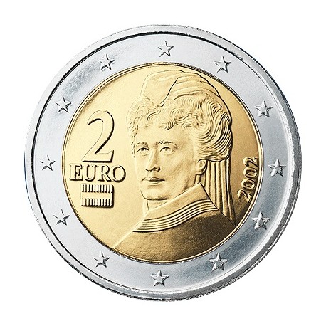 . 1º AÑO DE EMISIÓN x AUSTRIA 2 EUROS 2002 BERTHA VON SUTTNER MONEDA BIMETALICA SIN CIRCULAR Osterreich 2€ coin