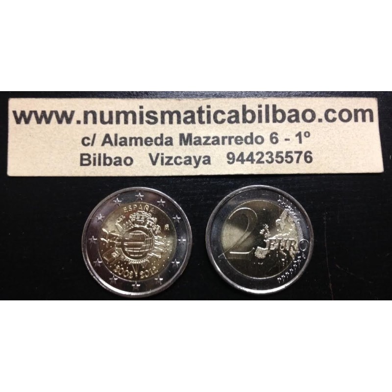 ESPAÑA 2 EUROS 2012 X ANIVERSARIO DEL EURO SC MONEDA CONMEMORATIVA BIMETALICA Spain