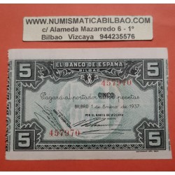 BILBAO 5 PESETAS 1937 BANCO DE VIZCAYA Sin Serie 457970 BILLETE EBC- EUZKADI Pick S.561 España