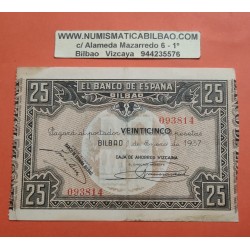 1937 EUSKADI 25 PESETAS CAJA AHORROS VIZCAINA 4 CORRELATIVOS