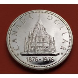 CANADA 1 DOLAR 1976 BIBLIOTECA DEL PARLAMENTO 1876 EN OTTAWA KM.106 MONEDA DE PLATA $1 Dollar silver coin