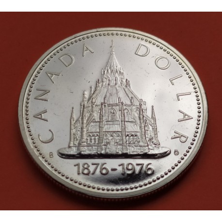 CANADA 1 DOLAR 1976 BIBLIOTECA DEL PARLAMENTO 1876 EN OTTAWA KM.106 MONEDA DE PLATA $1 Dollar silver coin