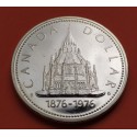 CANADA 1 DOLAR 1976 BIBLIOTECA DEL PARLAMENTO 1876 EN OTTAWA KM.106 MONEDA DE PLATA $1 Dollar silver coin