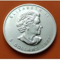 @LA DE LA FOTO@ CANADA 5 DOLARES 2005 HOJA DE ARCE ISABEL II MONEDA DE PLATA SC $5 Dollars 1 ONZA OZ OUNCE MAPLE LEAF