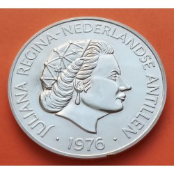 1,34 Onzas x ANTILLAS HOLANDESAS 25 GULDEN 1976 REINA JULIANA KM.15 MONEDA DE PLATA EBC HOLANDA Neth. Antilles