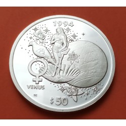 1 Onza x MARSHALL ISLANDS 50 DOLARES 1994 PLANETA VENUS y CONSTELACION MONEDA DE PLATA PROOF OZ $50 Dollars Silver