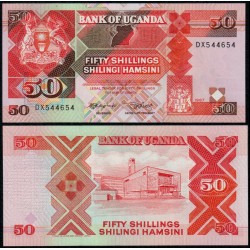UGANDA 50 SHILLINGS 1987 IGLESIA ESCUDO Y VALOR PICK 30 C BILLETE SC Africa UNC BANKNOTE SHILINGI