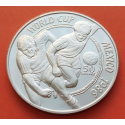 NIUE 50 DOLARES 1988 MUNDIAL DE FUTBOL MEXICO 1986 JUGADORES KM.43 MONEDA DE PLATA PROOF