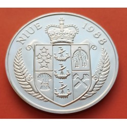 NIUE 50 DOLARES 1988 MUNDIAL DE FUTBOL MEXICO 1986  JUGADORES KM.43 MONEDA DE PLATA PROOF