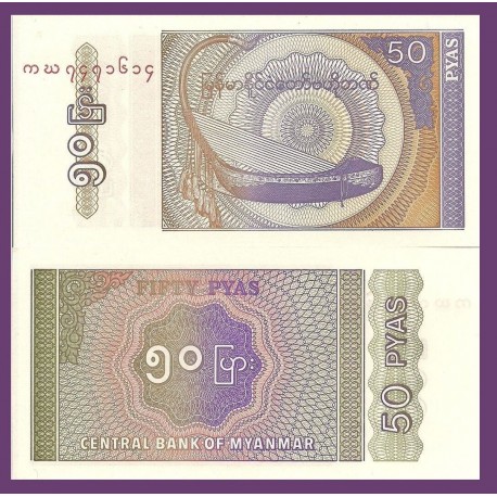 MYANMAR 50 PYAS 1994 BARCO SAUNG GAUK Pick 68 BILLETE SC BURMA antiguamente UNC BANKNOTE