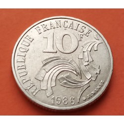 FRANCIA 10 FRANCOS 1986 JIMENEZ LIBERTE EGUALITE FRATERNITE KM.959 MONEDA DE NICKEL EBC France 10 Francs