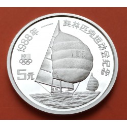 CHINA 5 YUAN 1988 VELA OLIMPIADA SEUL KM.203 MONEDA DE PLATA PROOF