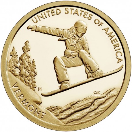 . 1 moneda x ESTADOS UNIDOS 1 DOLAR 2022 D VERMONT SNOWBOARD American Innovation 15ª LATON SC