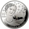 . 1 moneda @5/JULIO ENVIO@ x ESPAÑA 10 EUROS 2022 XX ANIVERSARIO DEL EURO DAMA y TORO PLATA ESTUCHE FNMT