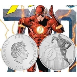 . 1 moneda @14/JULIO ENVIO@ NIUE 2 DOLARES 2022 THE FLASH DC COMICS The Justice League 5ª PLATA PURA OZ cápsula 1 ONZA