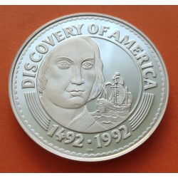 1 ONZA x MONGOLIA 50 TUGRIK 1992 DISCOVERY OF AMERICA CRISTOBAL COLON y CARABELA KM.57 MONEDA DE PLATA PROOF silver OZ