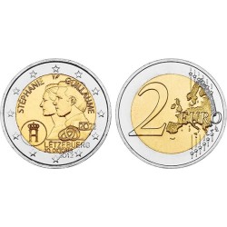 . 1 moneda x LUXEMBURGO 2 EUROS 2022 GUILLERMO y ESTEFANIA BODA DUQUES HEREDEROS 10 ANIV. SC CONMEMORATIVA