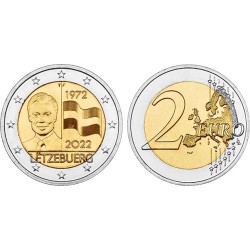 . 1 moneda x LUXEMBURGO 2 EUROS 2022 DUQUE ENRIQUE 50º ANIVERSARIO DE LA BANDERA SC CONMEMORATIVA