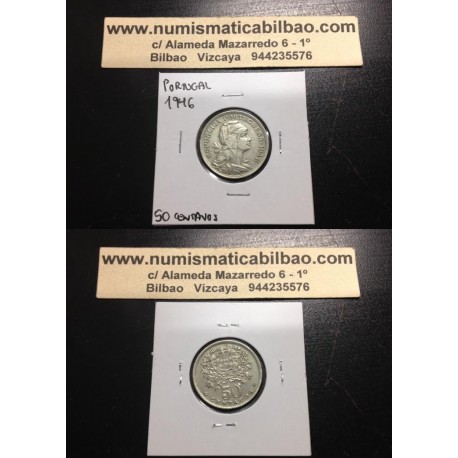 @OFERTA@ PORTUGAL 50 CENTAVOS 1946 DAMA KM.577 MONEDA DE NICKEL EBC @RARA@