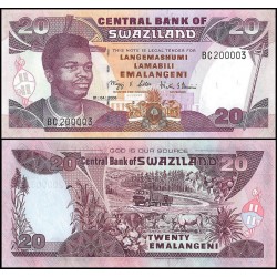 SWAZILANDIA 20 EMALANGENI 2006 REY MSWATI III y VACAS Pick 30C BILLETE SC Africa UNC BANKONTE