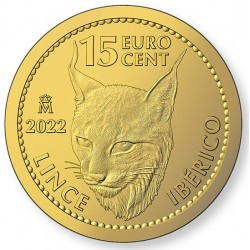 . 1 acoin ESPAÑA 15 EURO CENT 2022 LINCE IBÉRICO 1/10 ONZA (3,11 gramos) MONEDA DE ORO PURO 999,9 SC Céntimos FNMT cápsula