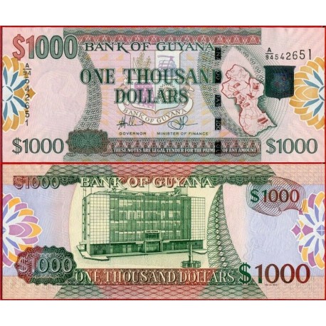 GUYANA 1000 DOLARES 2009 PALACIO GUBERNAMENTAL Pick 39B BILLETE SC UNC BANKNOTE