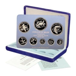1974 BELIZE ESTUCHE OFICIAL 8 coins SILVER PROOF MINT SET 1 Centavo a 10 DOLARES 1974 PLATA PAJAROS