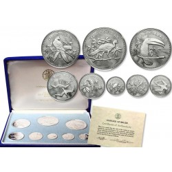 1974 BELIZE ESTUCHE OFICIAL 8 coins SILVER PROOF MINT SET 1 Centavo a 10 DOLARES 1974 PLATA PAJAROS 3 ONZAS