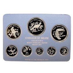 1974 BELIZE ESTUCHE OFICIAL 8 coins SILVER PROOF MINT SET 1 Centavo a 10 DOLARES 1974 PLATA PAJAROS