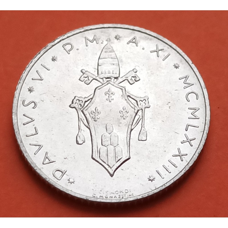VATICANO 2 LIRAS 1973 PAPA PABLO VI CORDERO KM.11 MONEDA DE ALUMINIO EBC/SC 2 lire POPE IOANNES XXIII