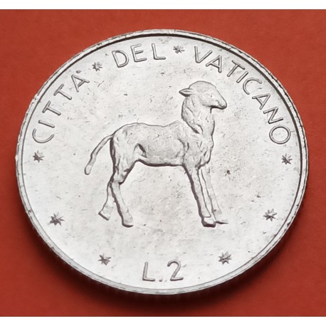 VATICANO 2 LIRAS 1973 PAPA PABLO VI CORDERO KM.11 MONEDA DE ALUMINIO EBC/SC 2 lire POPE IOANNES XXIII