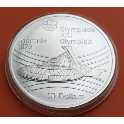 . CANADA 10 DOLARES 1973 OLIMPIADA MONTREAL SKYLINE PLATA SC-